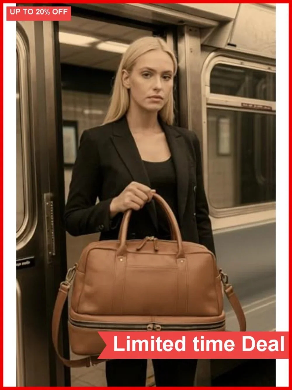 Genuine Leather Duffel Bag 20 Inch Travel Carry On Weekend Overnight